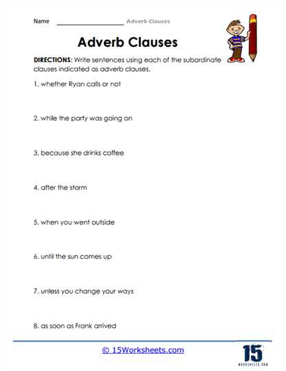 adverbial clauses test with answers