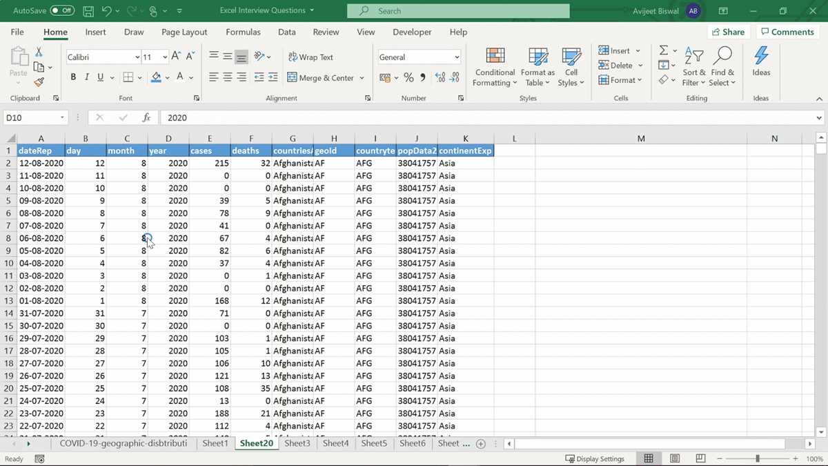 questions and answers for excel test