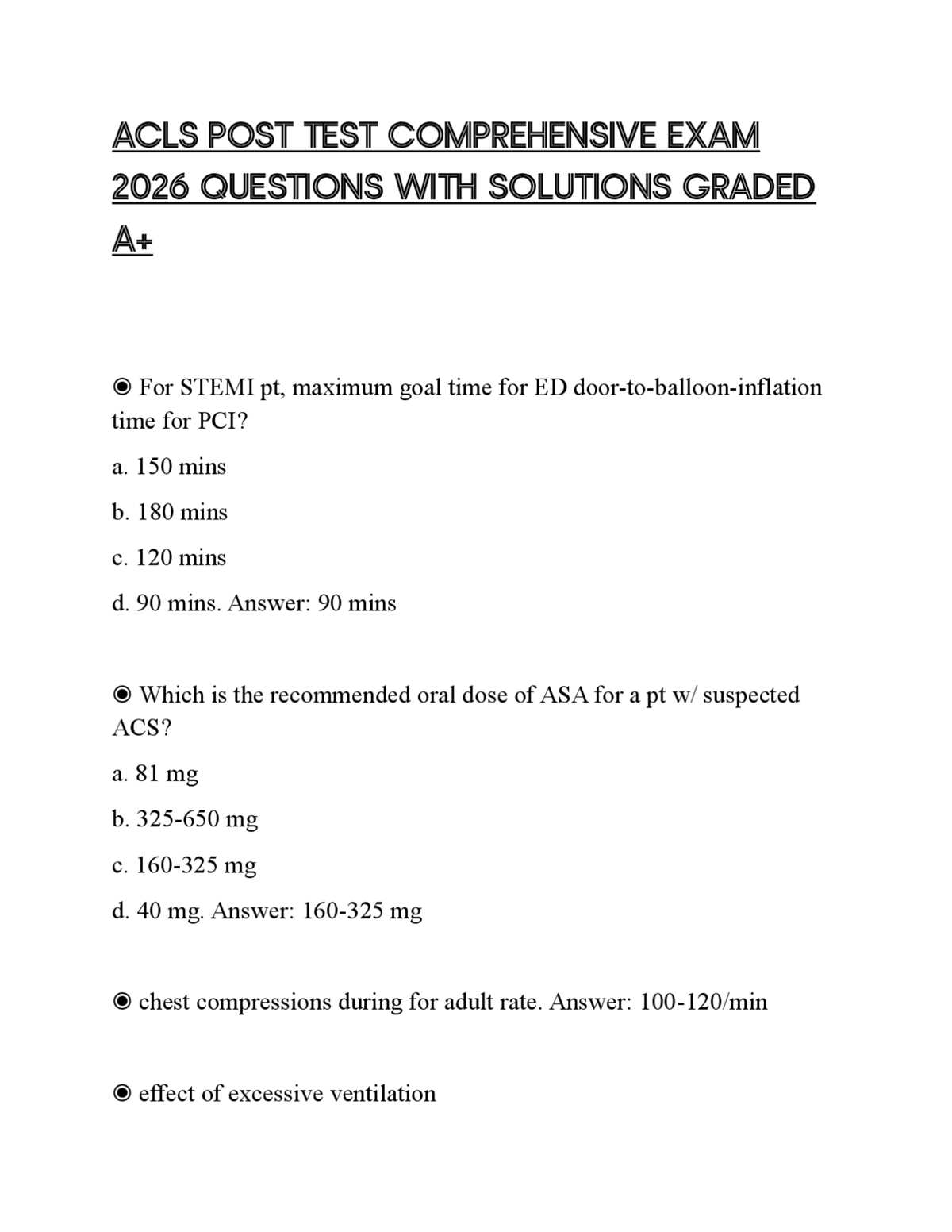 acls exam c 2026 answers