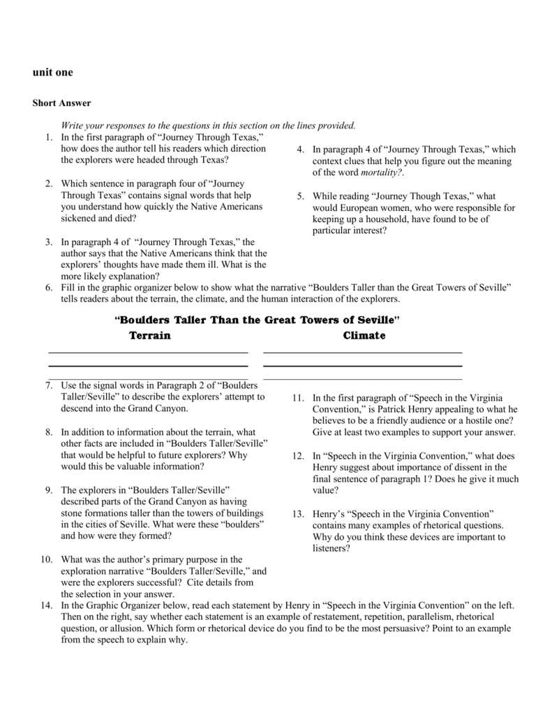 american history unit 1 test answers