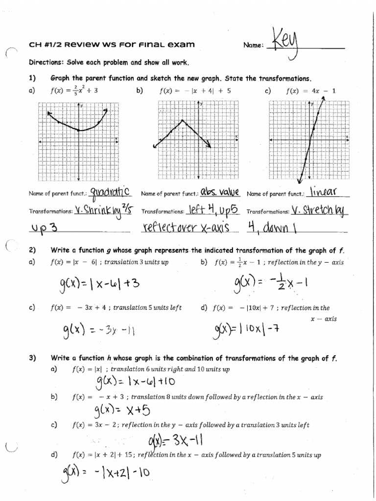 algebra 2 final exam answer key