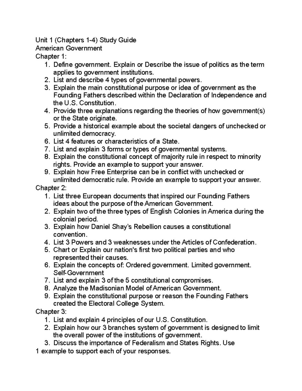 american government chapter 4 test answer key