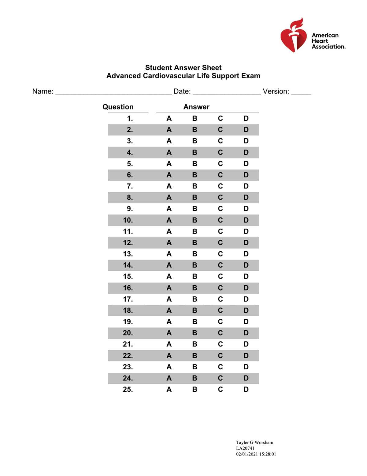 american heart acls test answers
