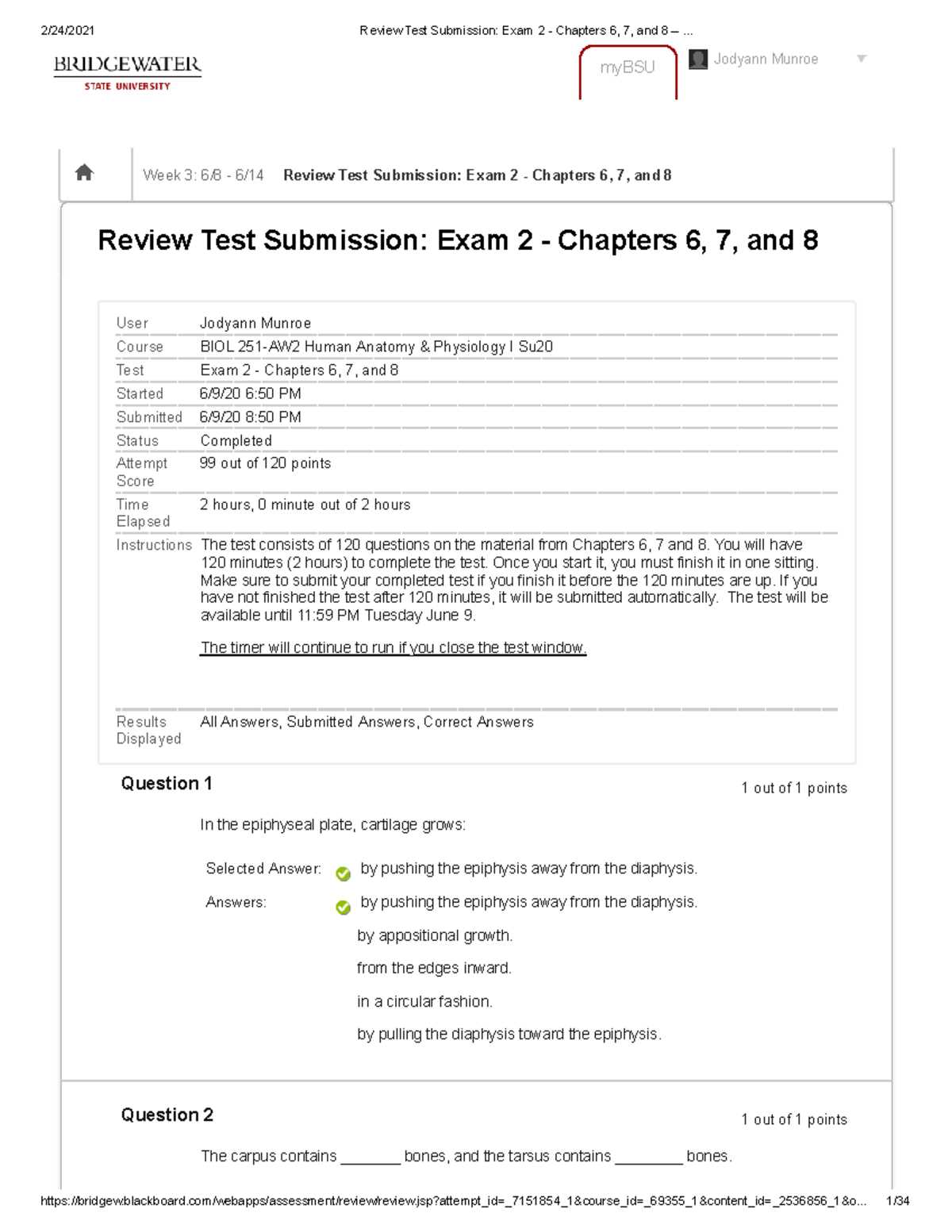anatomy and physiology chapter 8 test answers