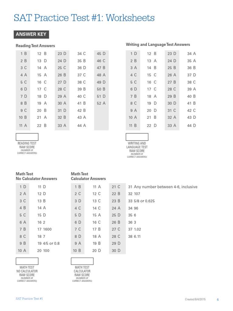 answer key for sat practice test 6