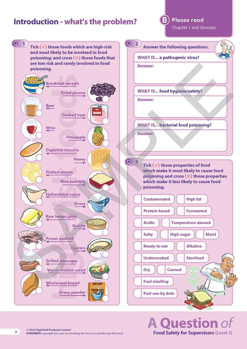 answers to food safety test