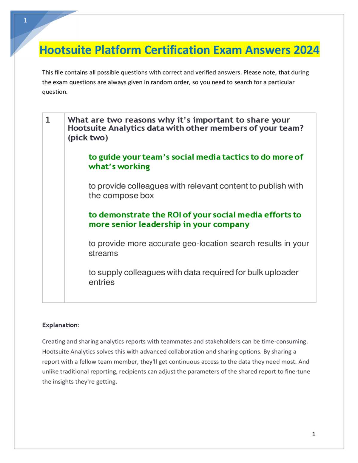 answers to hootsuite certification exam