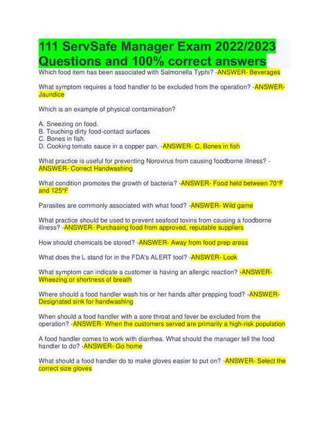 answers to servsafe manager exam