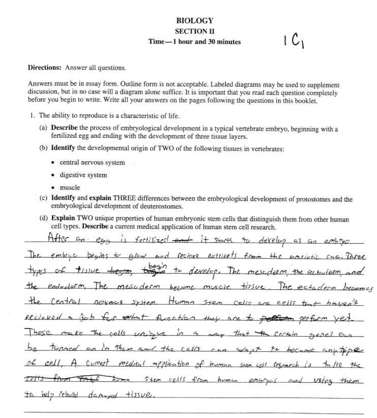 ap biology exam answers