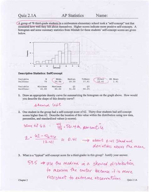 ap statistics chapter 3a test answers
