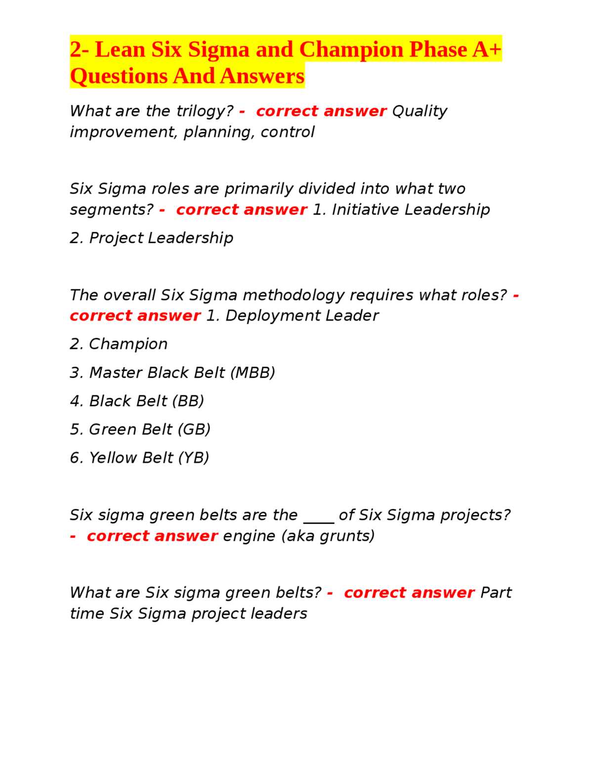 white belt certification exam answers white belt certification exam answers