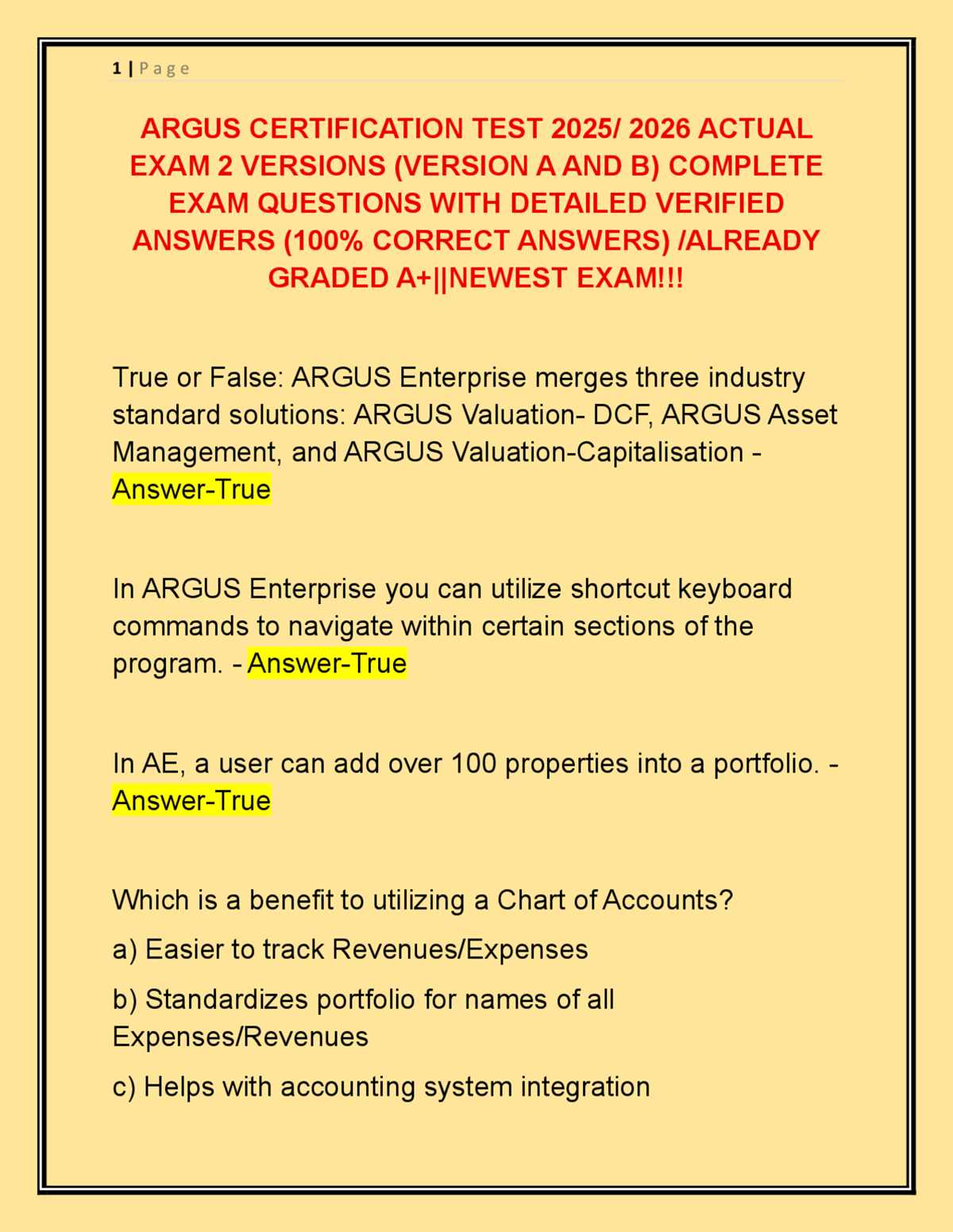 argus certification exam answers