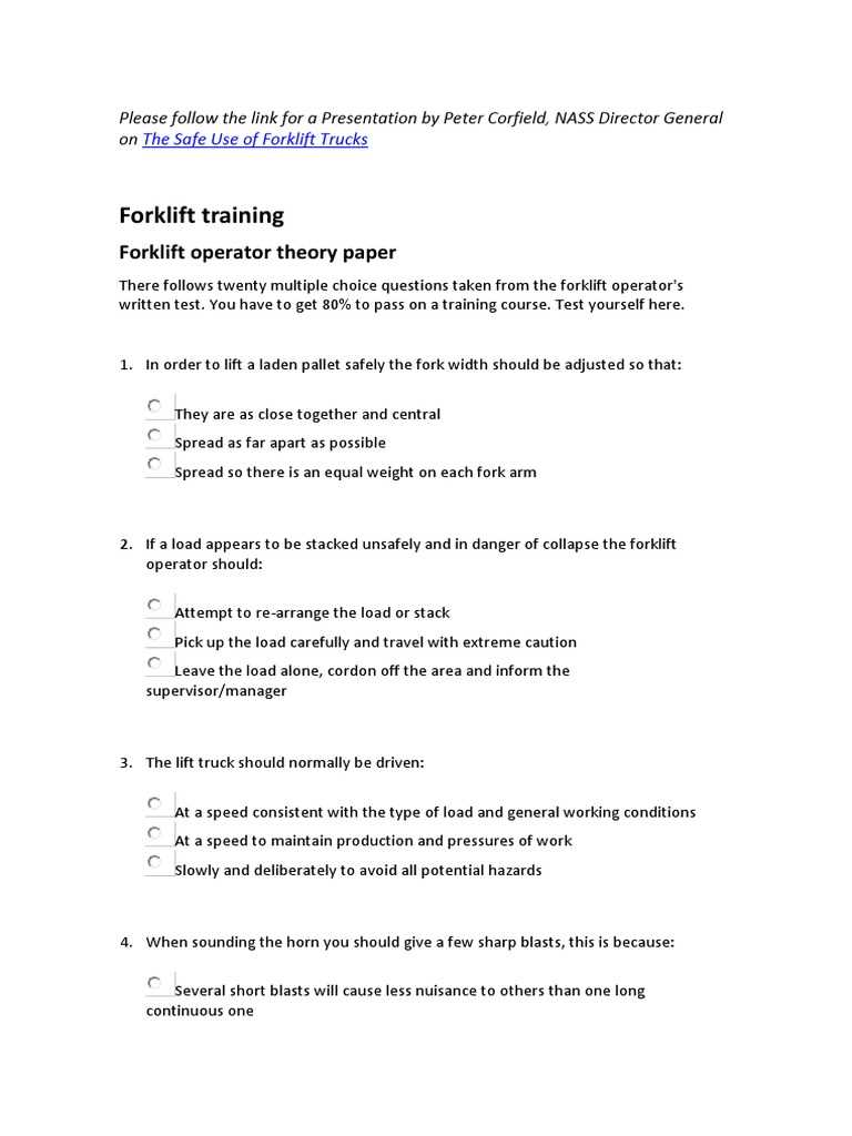 forklift course test answers