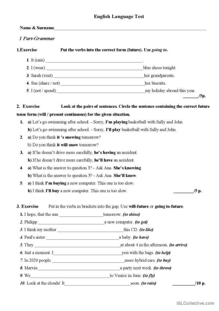 english language test with answers