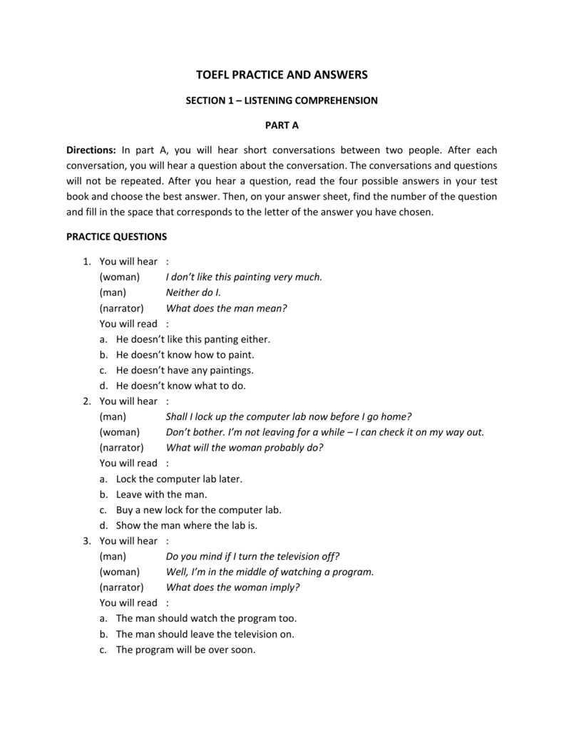 free toefl listening practice test with answers free toefl listening practice test with answers