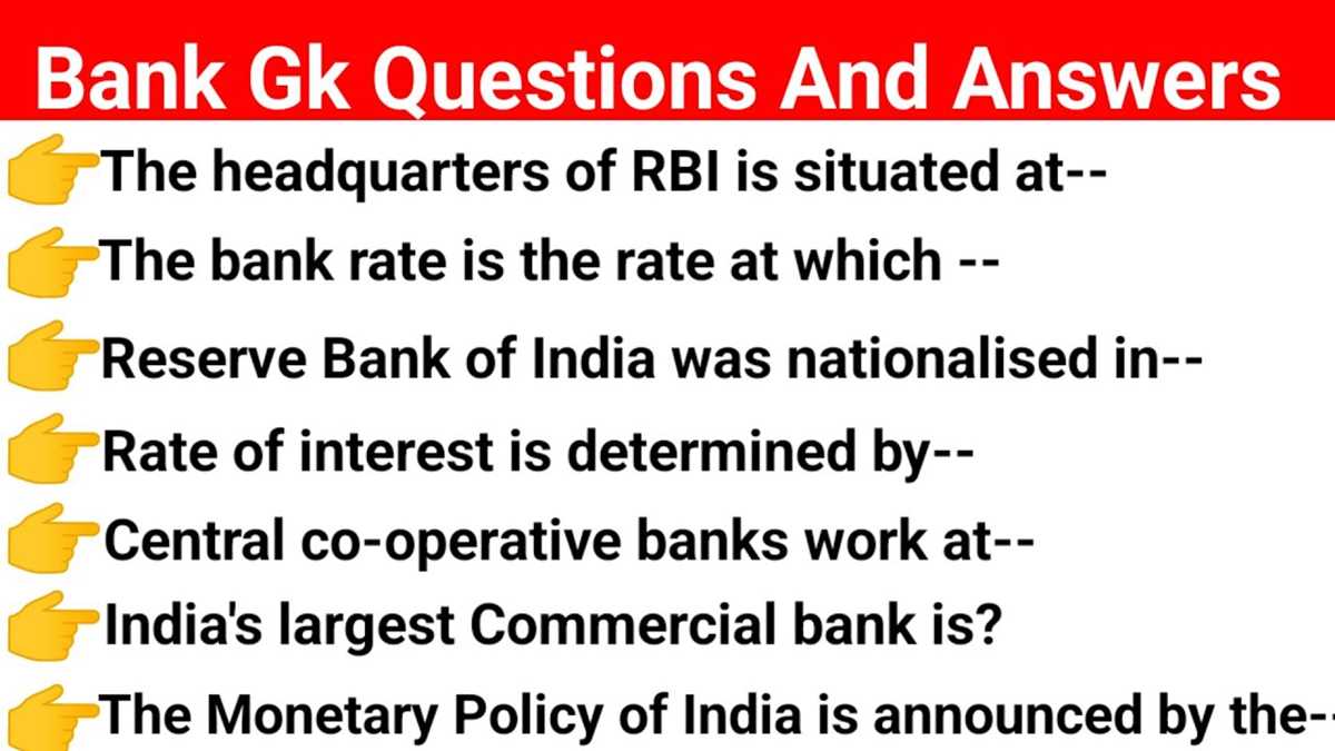 bank exam gk questions and answers