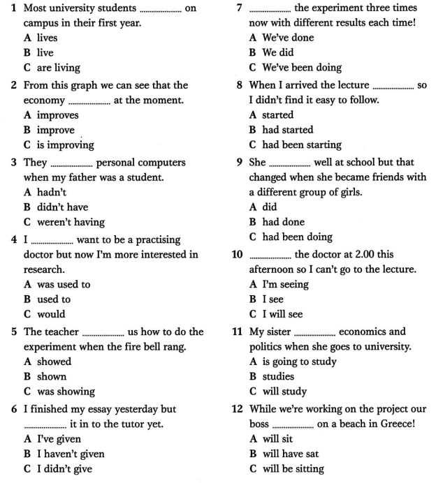 basic english grammar test with answers
