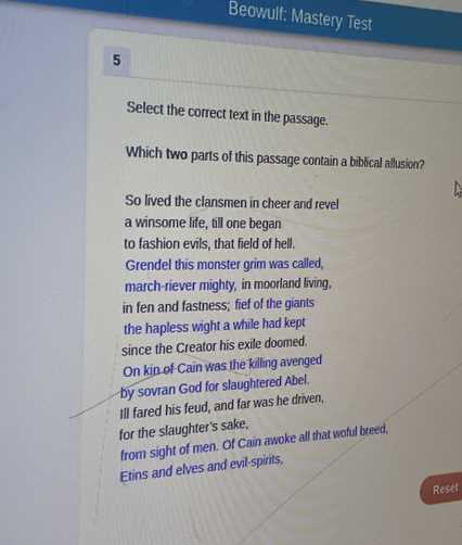 beowulf test answers