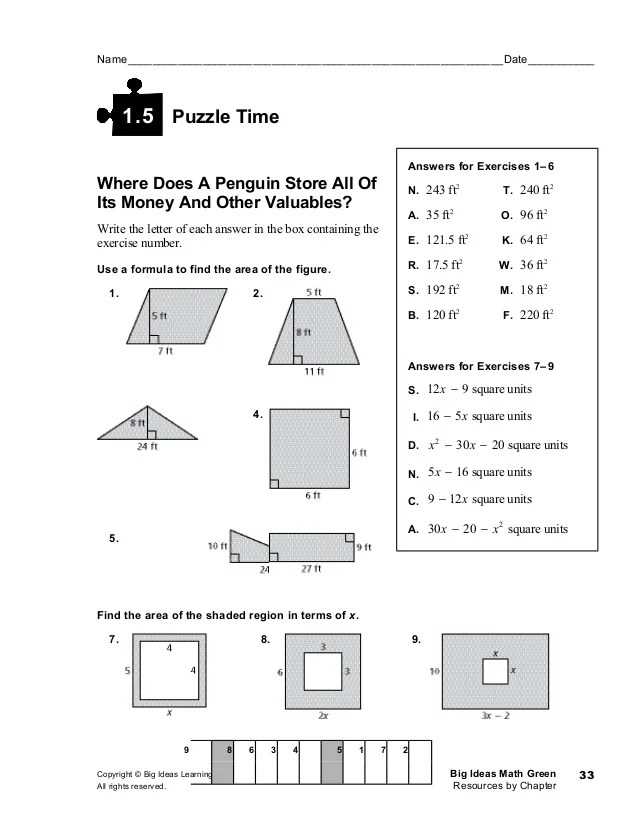 big ideas math chapter 5 test a answers