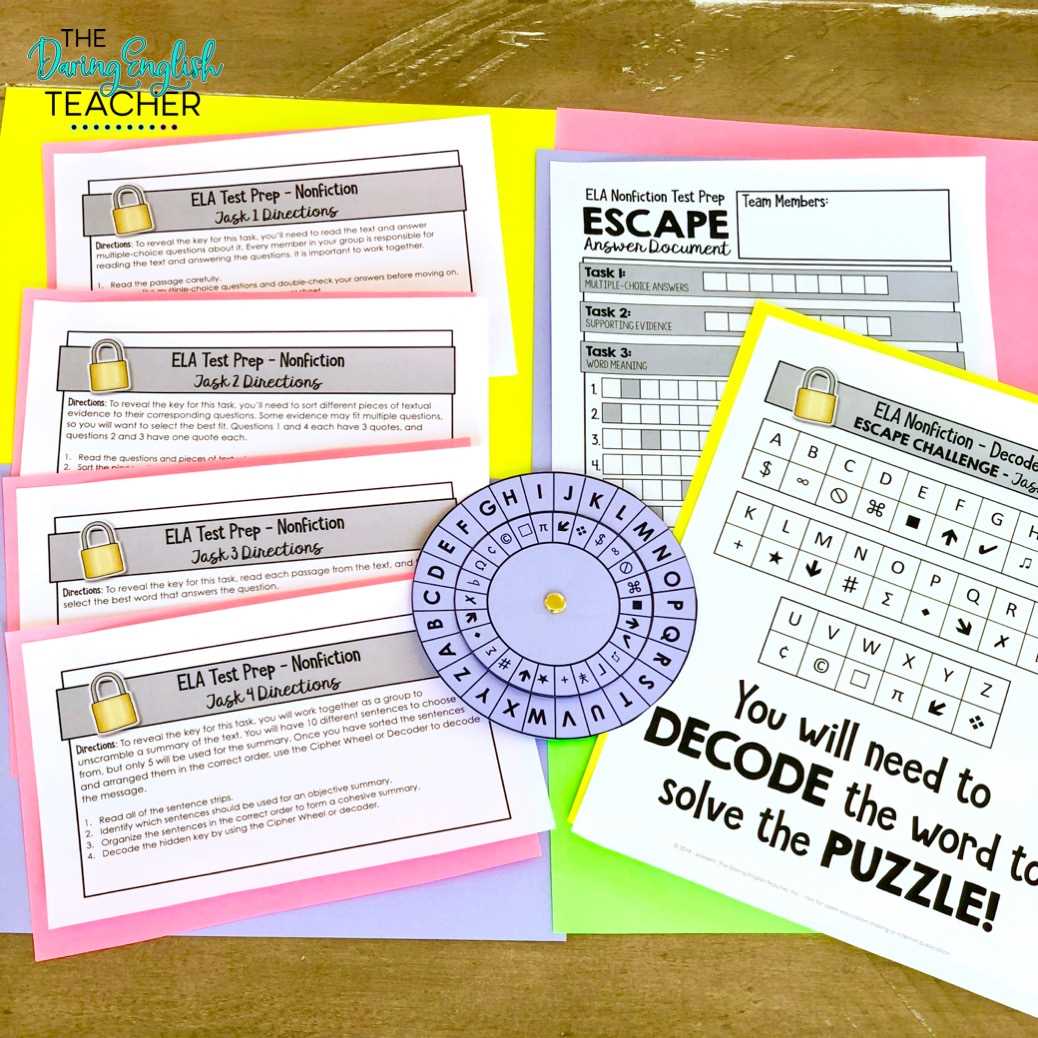 ela test prep escape room answer key
