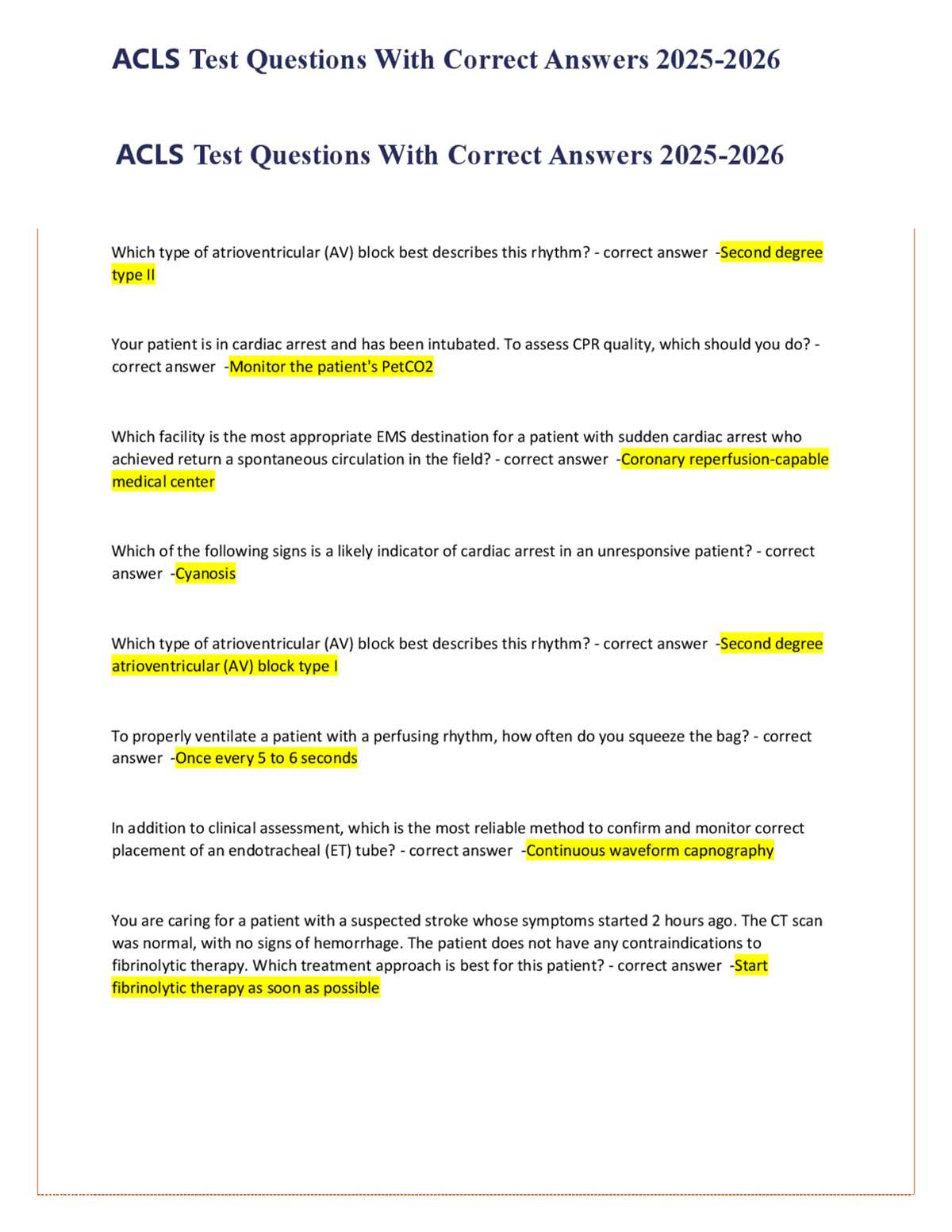 acls final exam answers 2026 american red cross