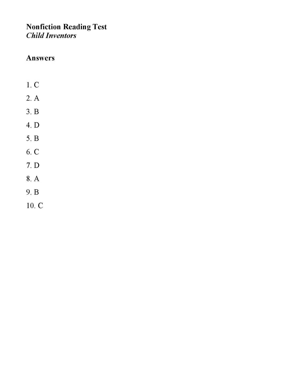 nonfiction reading test the cobra effect answer key