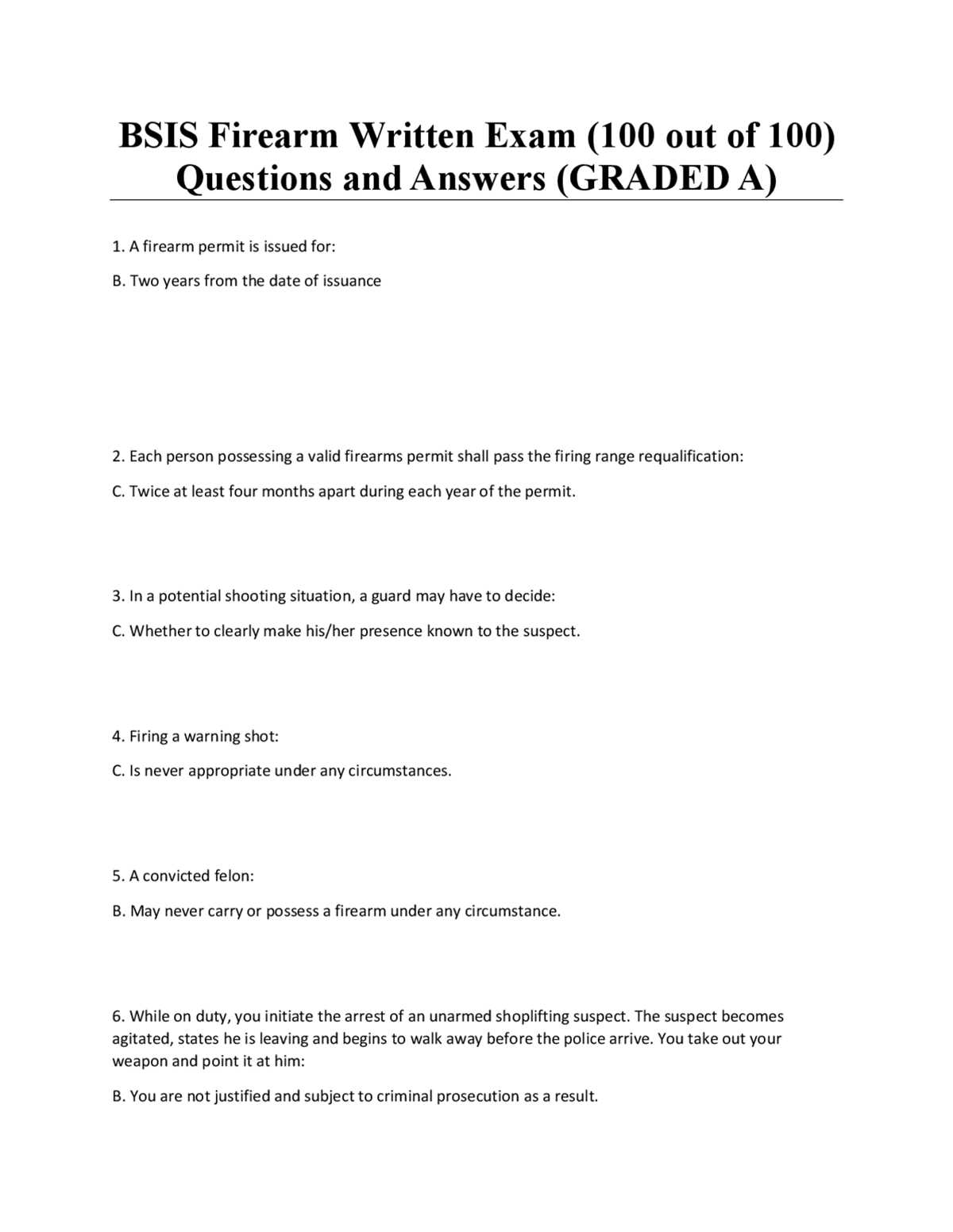 bsis test answers
