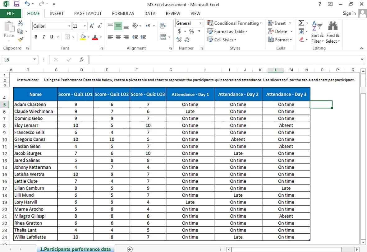 microsoft excel 2010 assessment test answers