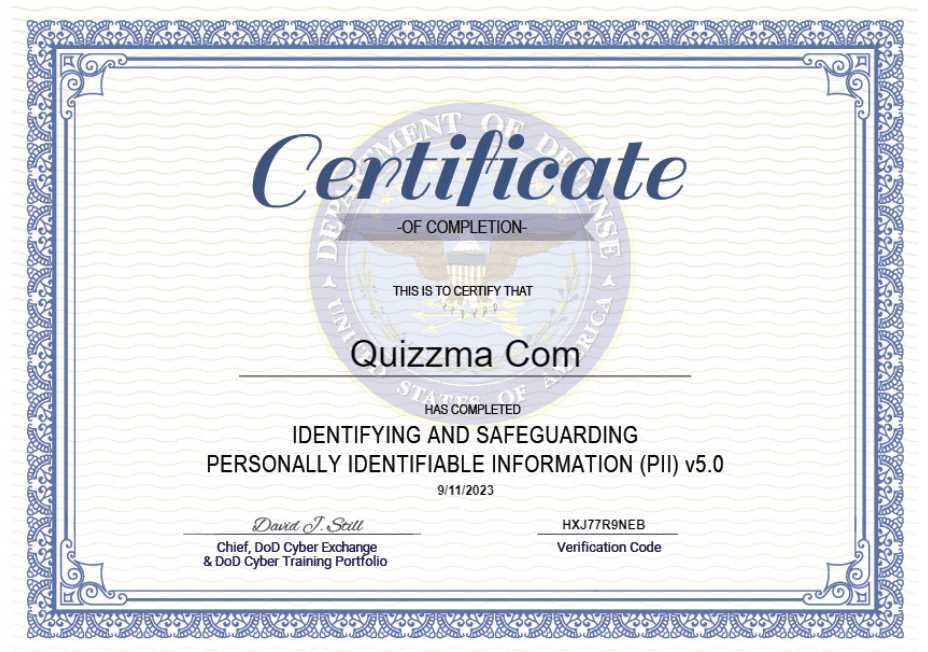 identifying and safeguarding pii test answers
