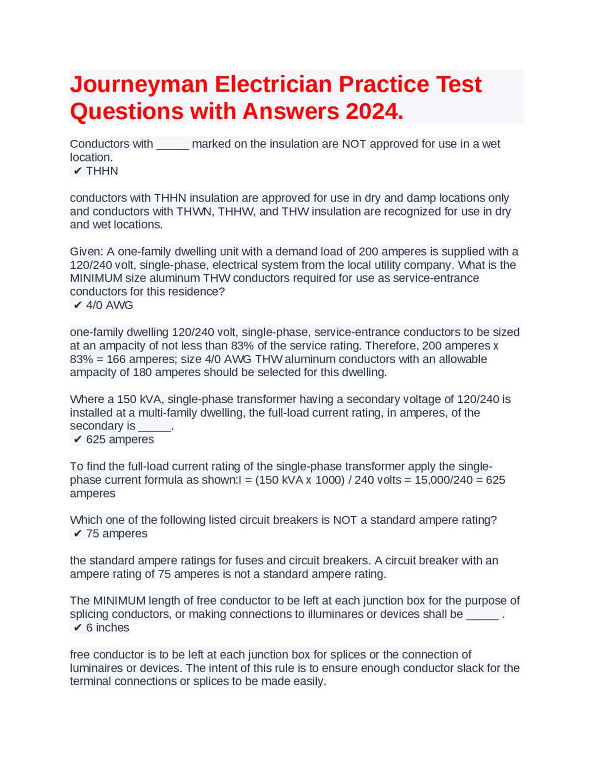 electrical apprenticeship test questions and answers