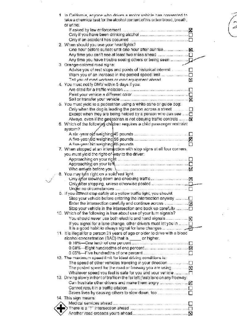 ca dmv practice tests and answers