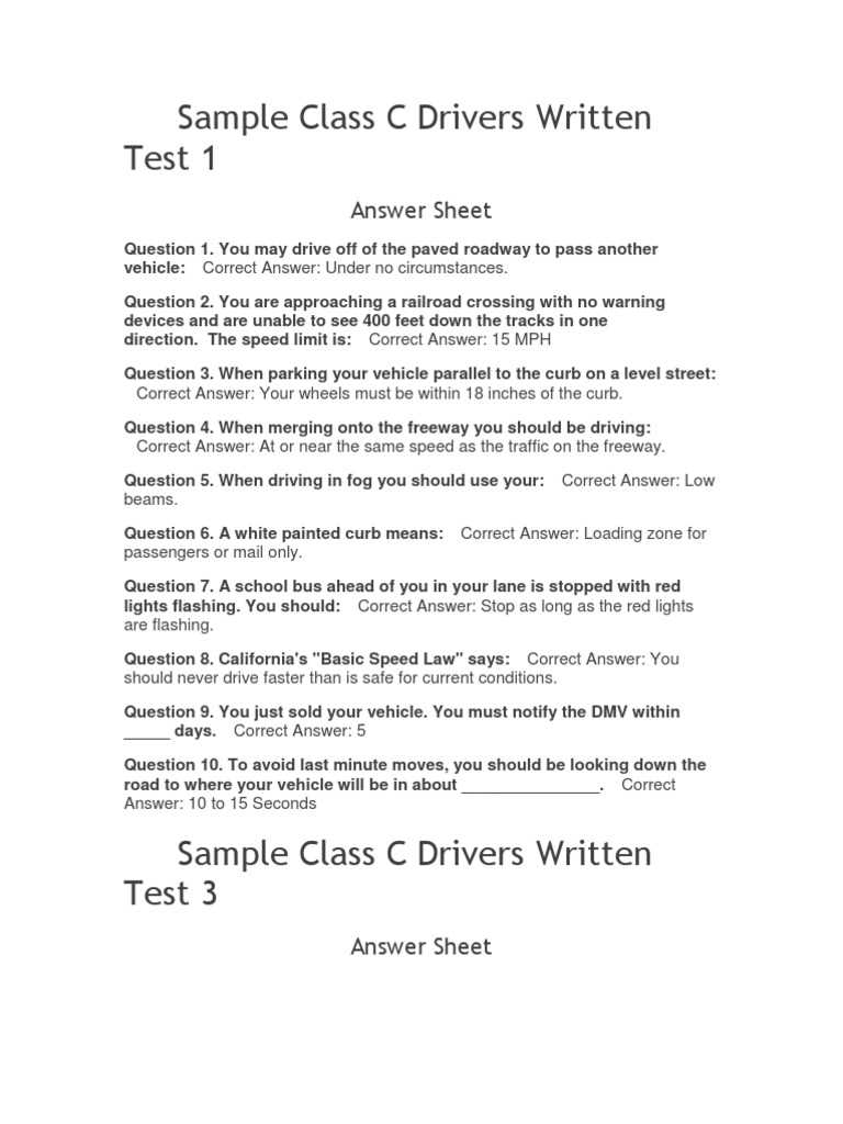 ca dmv practice tests with answers