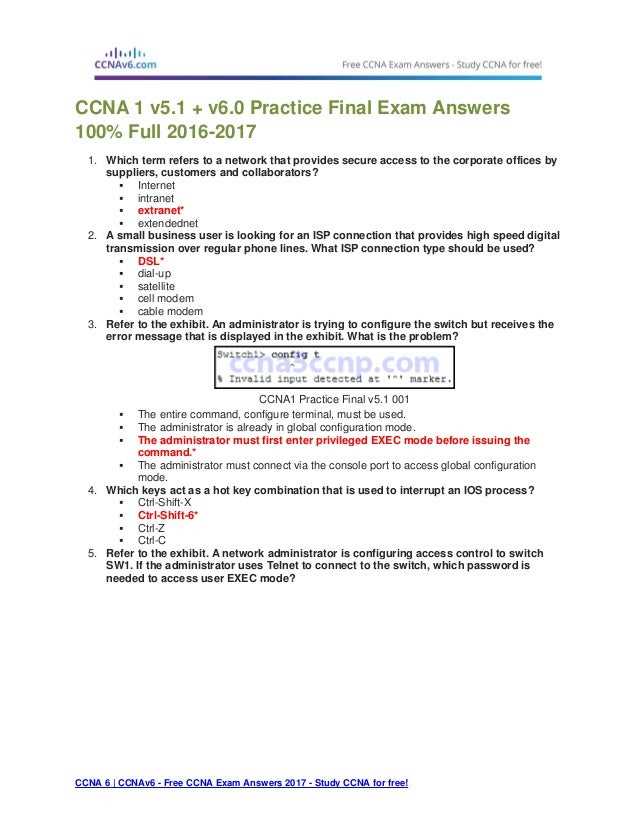 ccna module 3 final exam answers