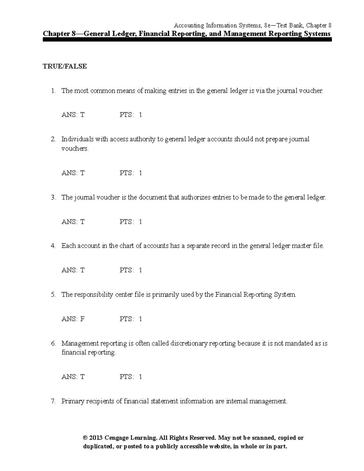 cengage accounting chapter 8 test answers