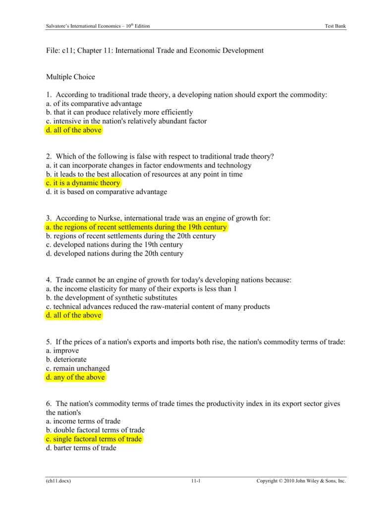 chapter 12 economics test answers