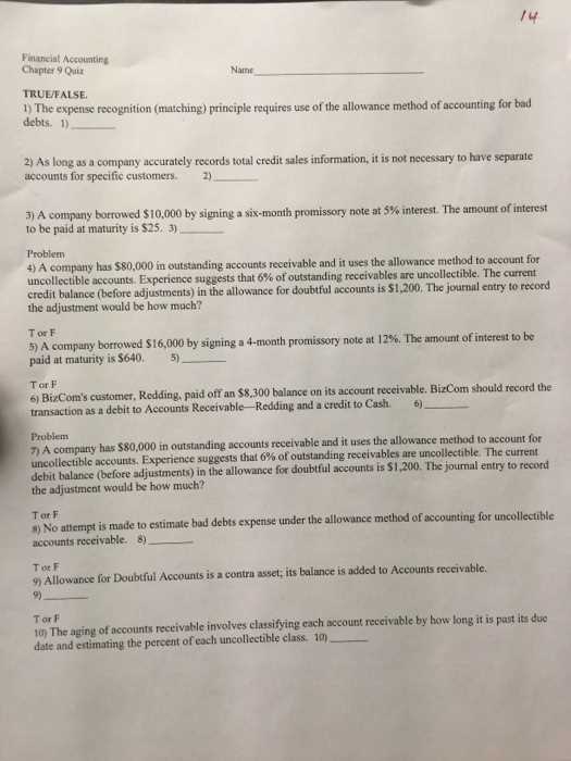chapter 5 test a accounting answers