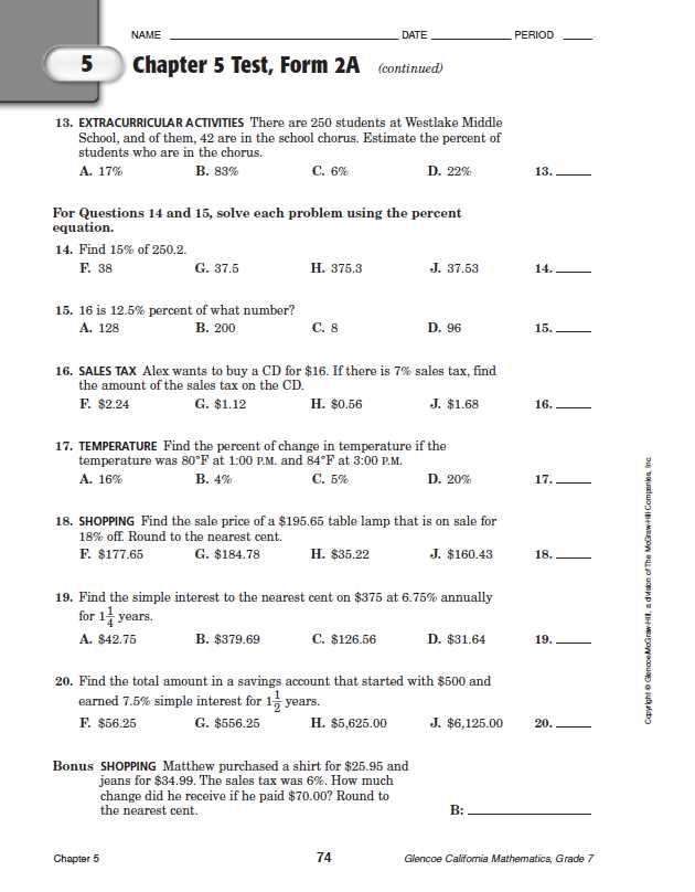 chapter 5 test form a answers