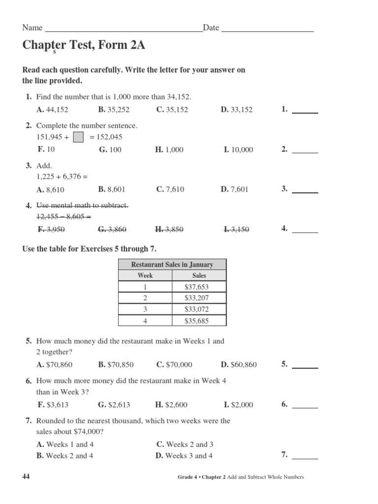 chapter 7 test form 2a answers
