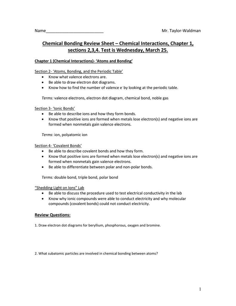 chapter test b chemical bonding answer key