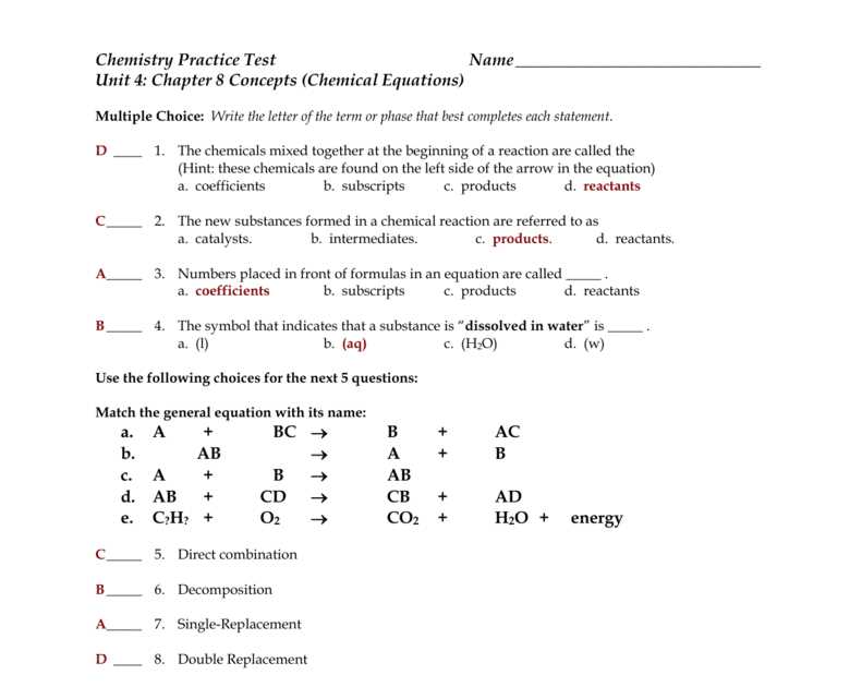 chemical quantities chapter 10 test b answers