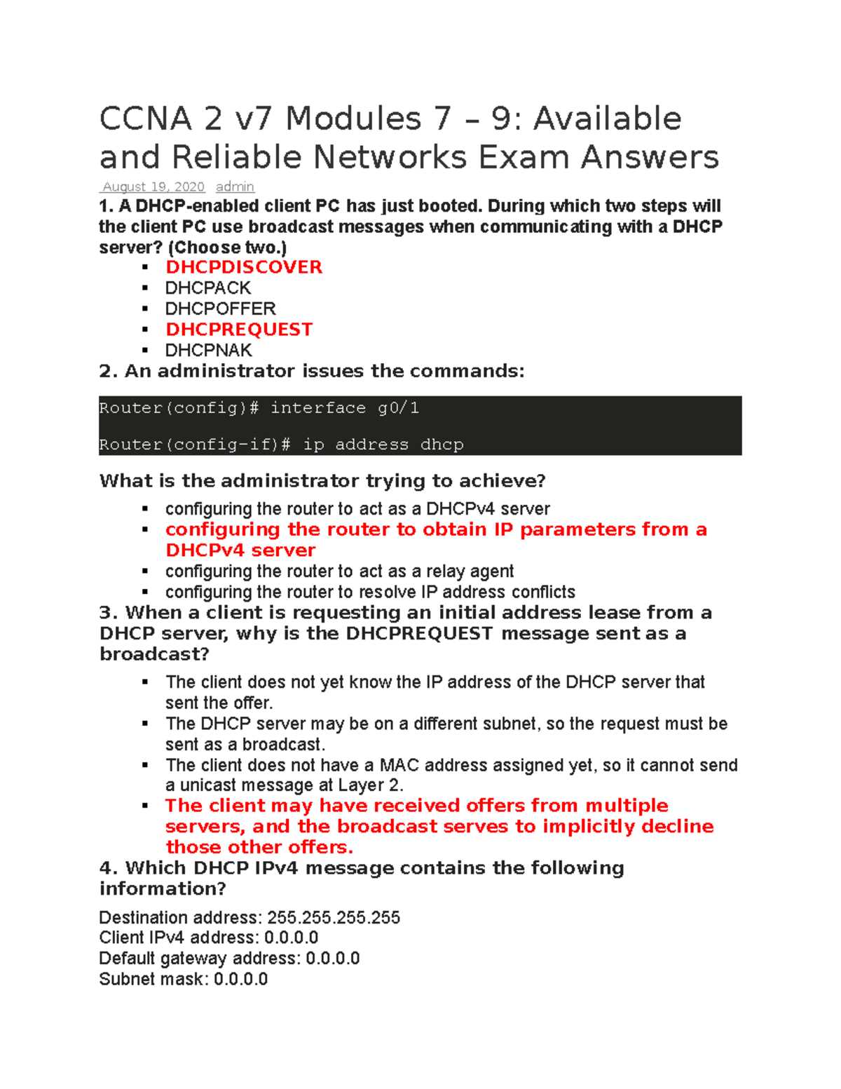 cisco chapter 14 exam answers