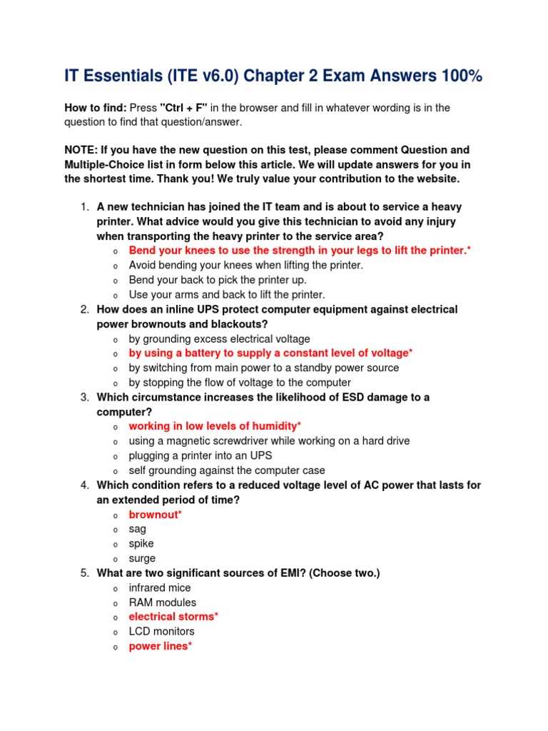cisco it essentials chapter 6 exam answers