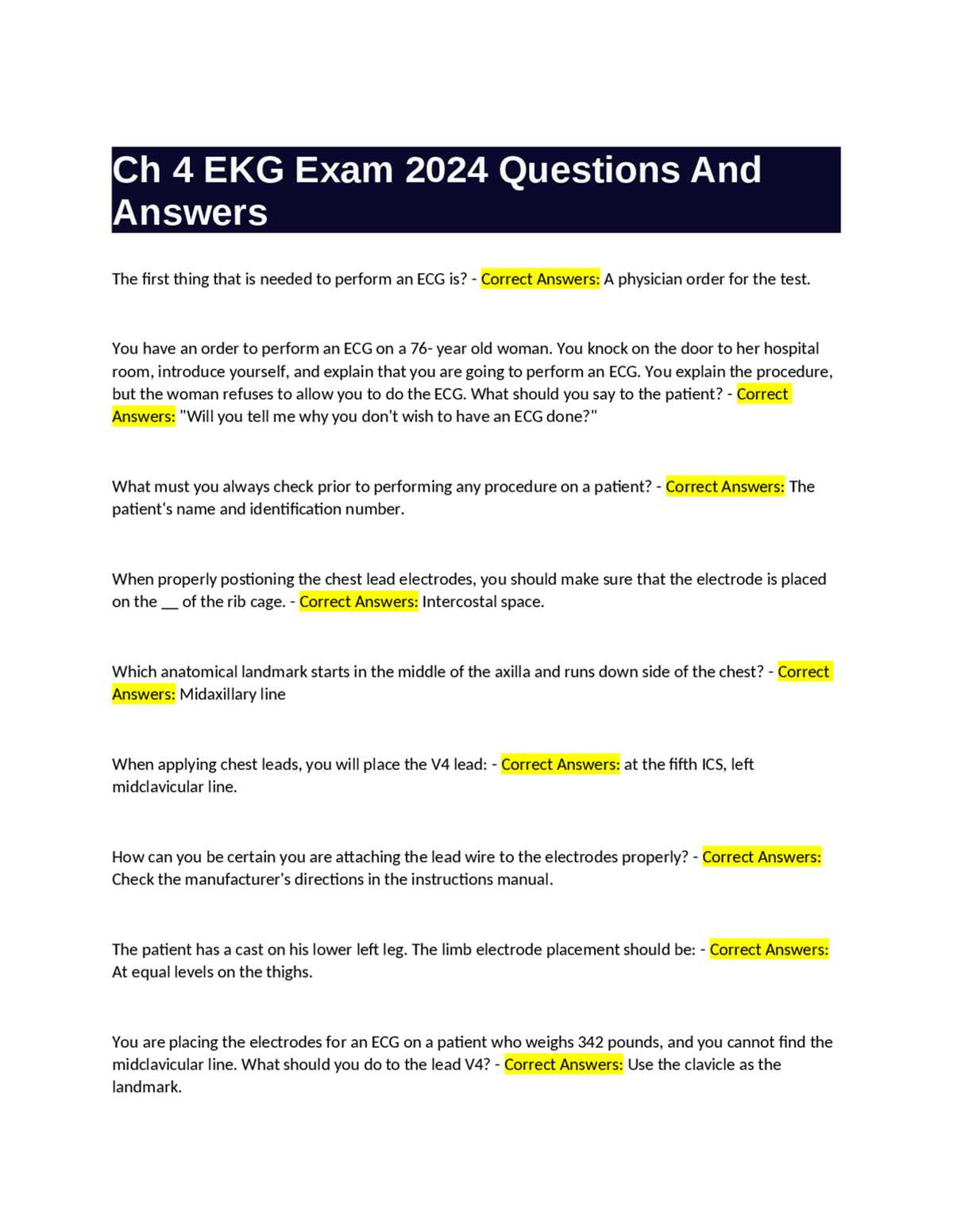 cleveland clinic ekg test answers