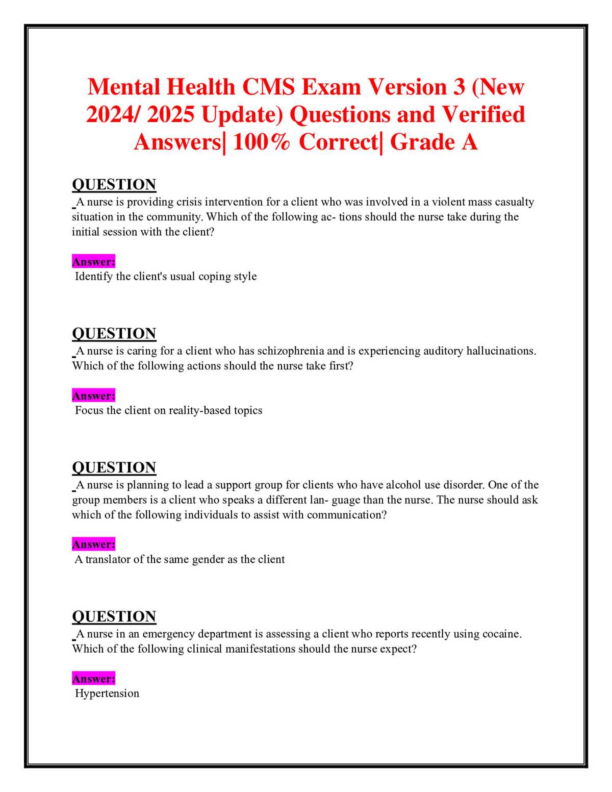 cms exam questions and answers cms exam questions and answers