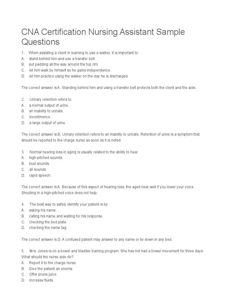 cna free practice test with answers
