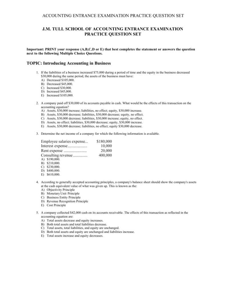 accounting exam questions and answers