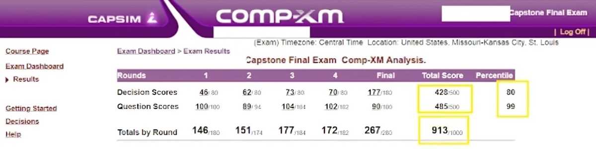 comp xm exam answers
