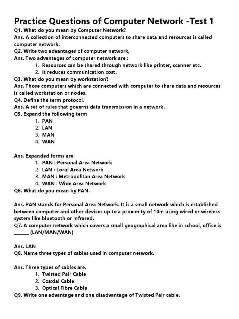 computer networks final exam with answers