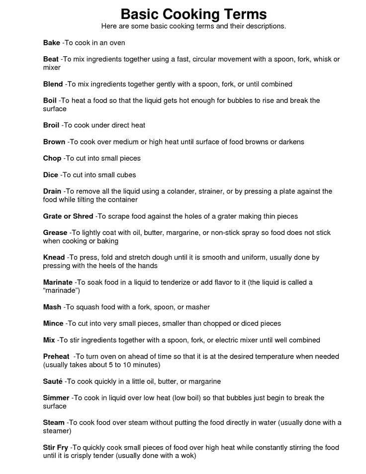 cooking skills basic food preparation test answers