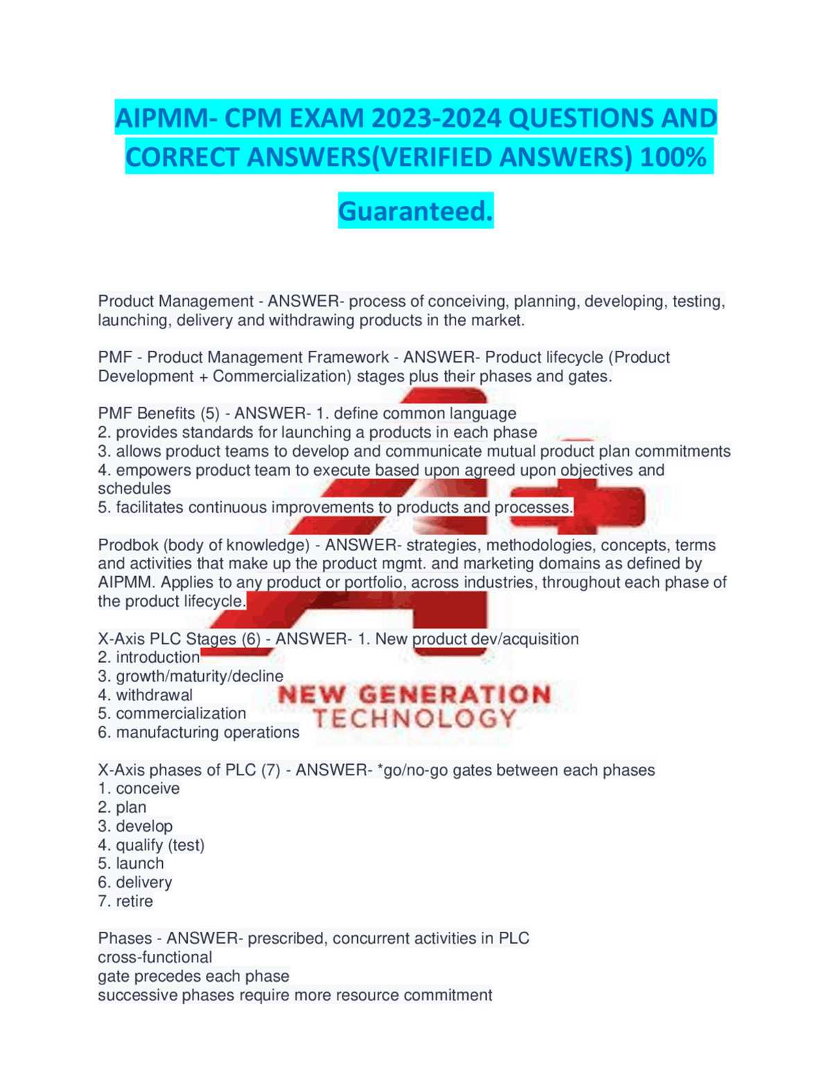 cpm test answers